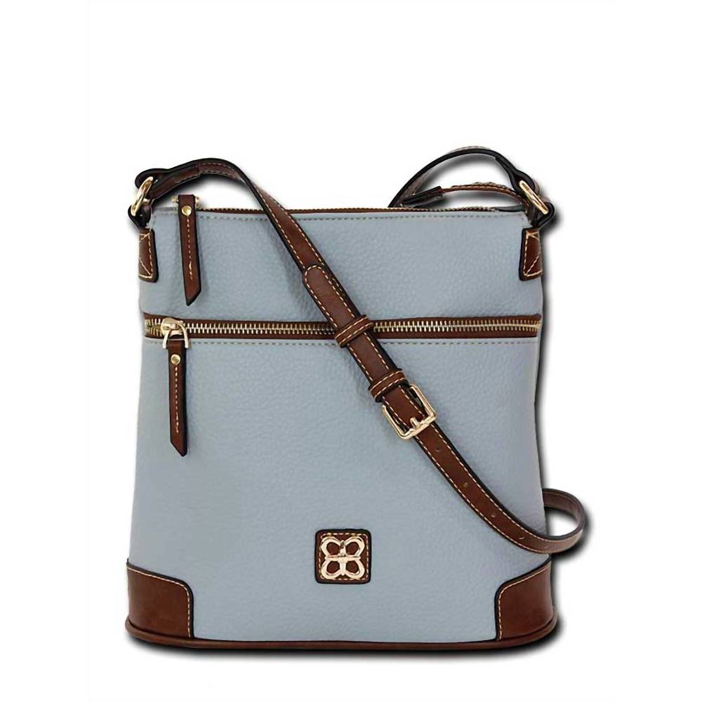 NEW MC HANDBAGS women's belle pebbled leather crossbody bag in blue